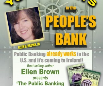 EVENT: Cork 14 Oct – Best selling Author Ellen Brown speaking in Cork about Public Banking